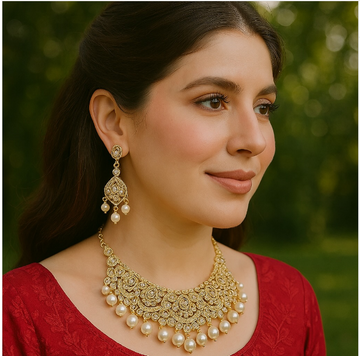 NECKLACE SET ZZ-LER-68 GOLDEN POLKI SET