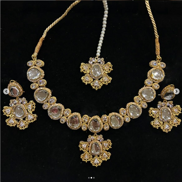 NECKLACE SET ZZ-LER-70 GOLDEN POLKI SET