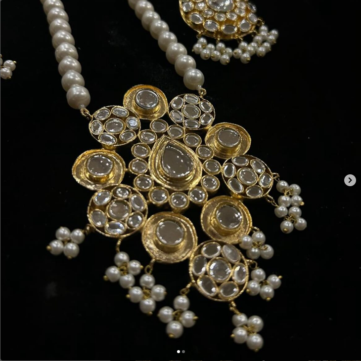 NECKLACE SET ZZ-LER-71 GOLDEN POLKI SET