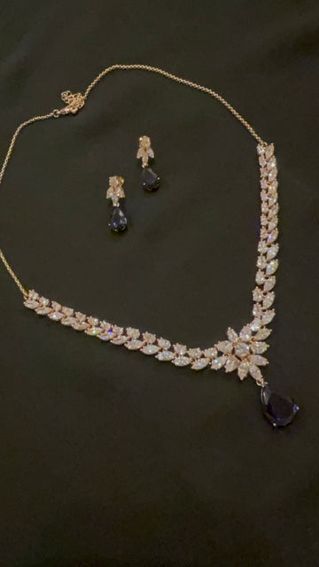 NECKLACE SET ZZ-LER-78 ZIRCON & SAPPHIRE